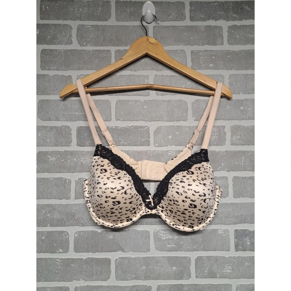 MAIDENFORM T-SHIRT BRA SMARTZONE CUPS BEIGE LEOPARD PRINT‎ MODEL 09404 SIZE 36DD